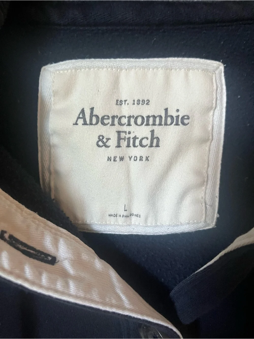 Y2K Abercrombie & Fitch Navy Button-Front Hoodie Jacket - Size Youth Large